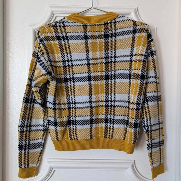 H&M Divided Women's Lightweight Yellow & Black Plaid Sweater Size XS - Picture 2 of 11